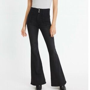 Free People Jayde High Rise Flare Jeans in Onyx Black